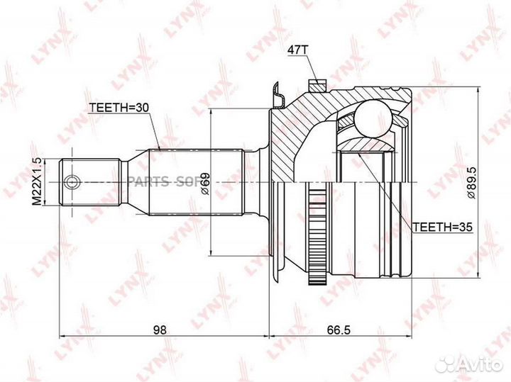 ШРУС наруж mitsubishi L200 2.5D 05- / pajero sport