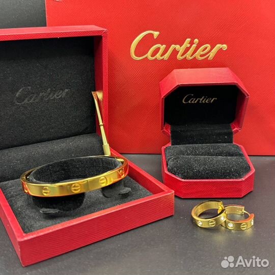 Cartier браслет + серьги (Премиум)