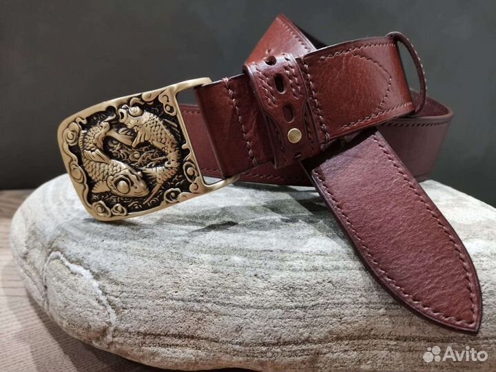 Мужской кожаный ремень ручной работы
