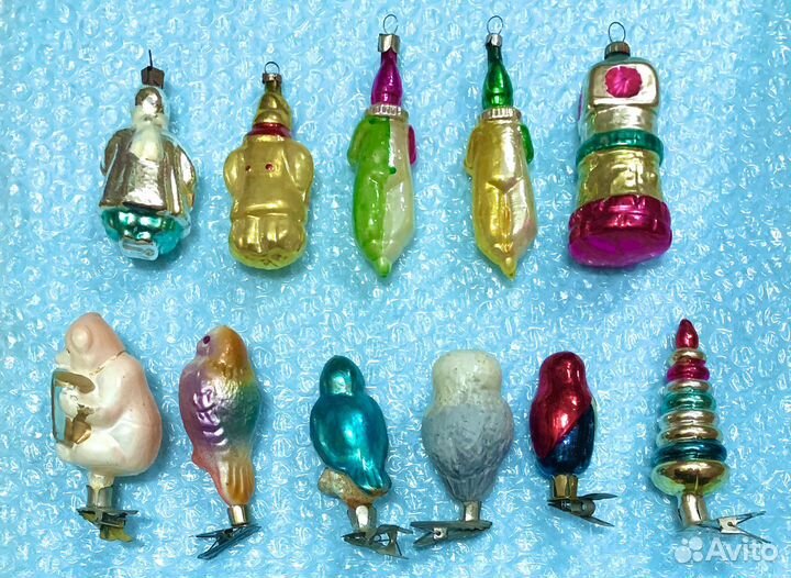 Елочные игрушки СССР: часы, ракета