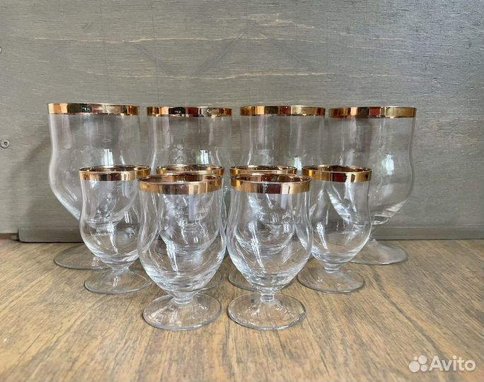 Бокалы и фужеры СССР винтаж с золотой полосой