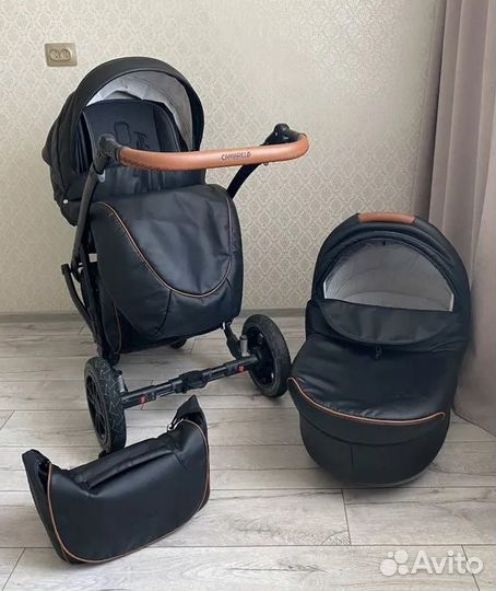 Camarelo 3в1 коляска + автокресло, экокожа
