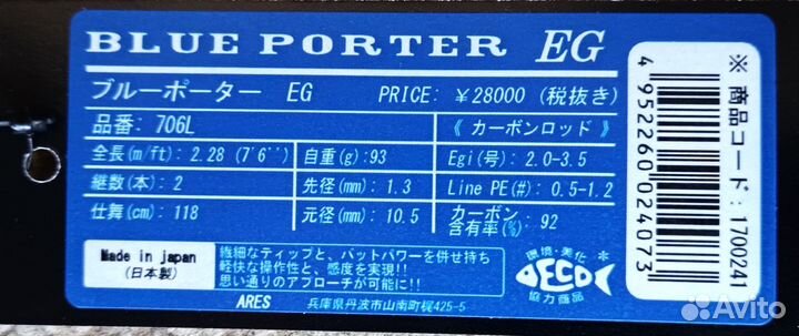 Спиннинг Nissin ares blue porter EG 706L