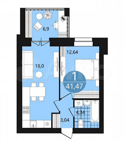 1-к. квартира, 41,5 м², 2/9 эт.