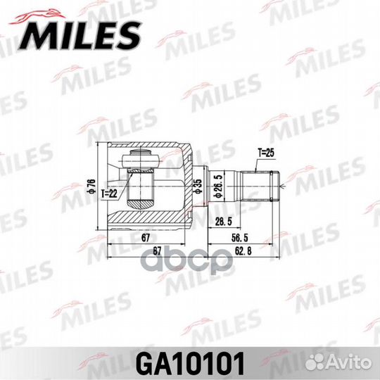 ШРУС Hyundai Santa Fe CM 06 12 внут. ga10101 Miles