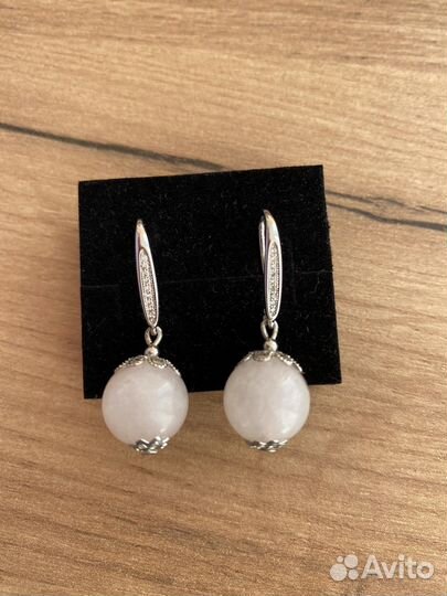 Серьги серебро кварц