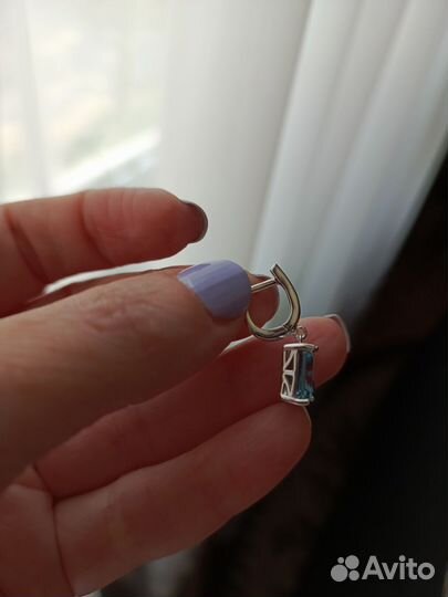 Серьги серебро с голубым топазом