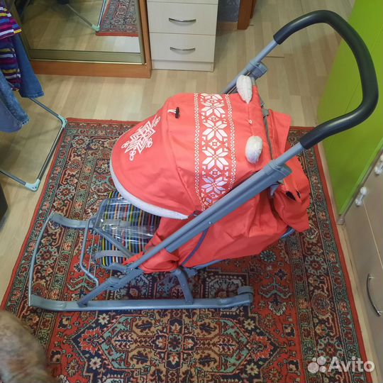 Детские зимние санки коляска