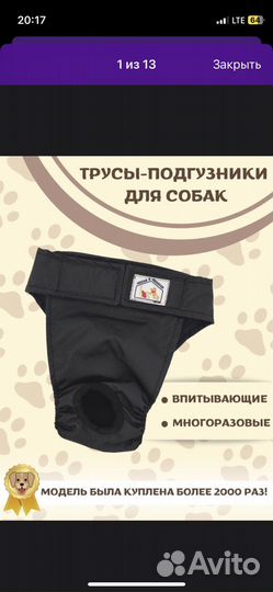 Трусы для собак