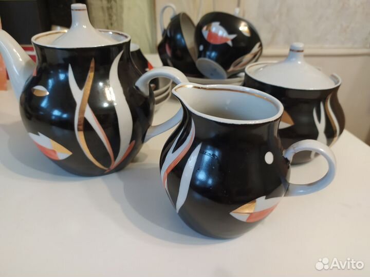 Сервиз чайный Дулево Аквариум,Тюльпан, Рифленка