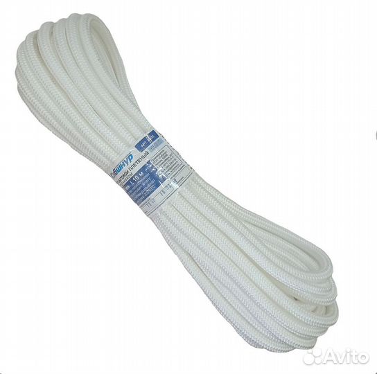 Шнур бытовой Сибшнур 8 мм цвет белый, 10 м/уп