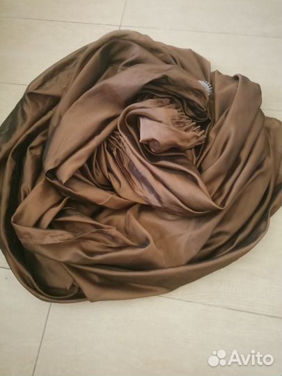 Вуаль прозрачная коричнево-золот. Штора гардина