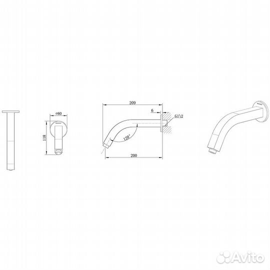 Кронштейн для верхнего душа Bravat D315BW Черный