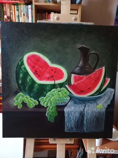 Картина маслом. Натюрморт с арбузом