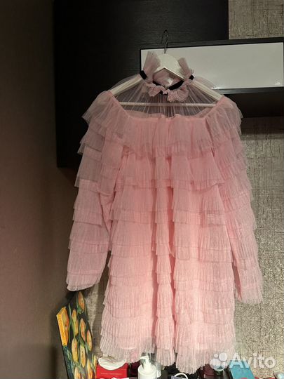 12 storeez розовое воздушное платье зефирка