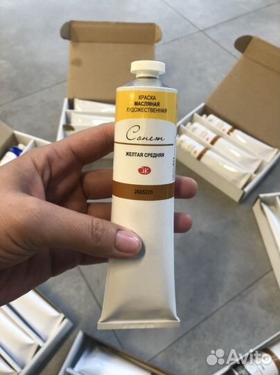 Масляные краски Сонет + деревянная палитра