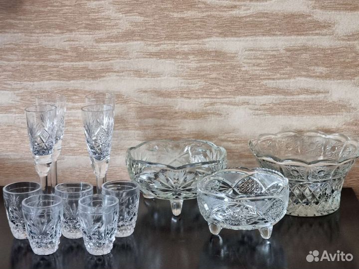 Хрусталь СССР бокал фужер конфетница салатник ваза