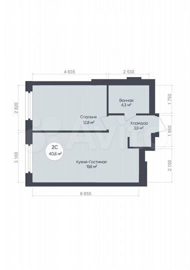 2-к. квартира, 40,6 м², 16/25 эт.