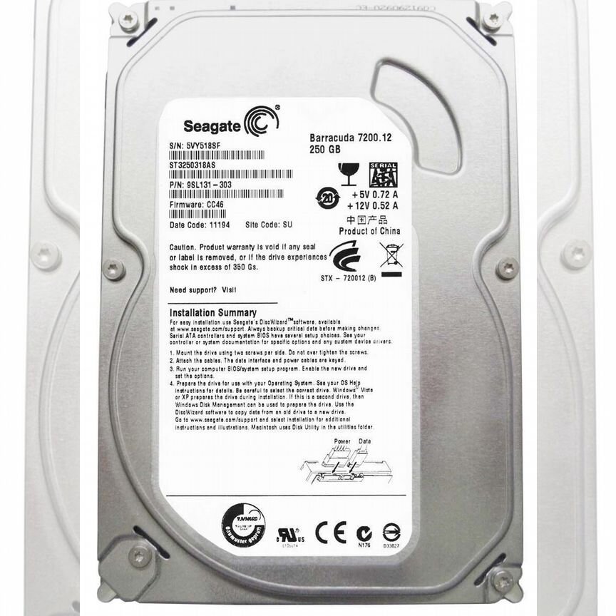 [ST3250318AS] Жесткий Диск Seagate 250gb Sata2 3,5" St3250318as