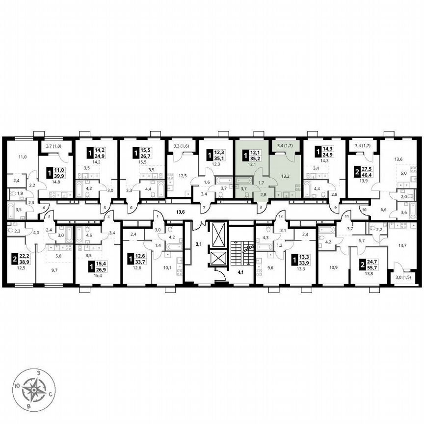 1-к. квартира, 35,2 м², 9/16 эт.