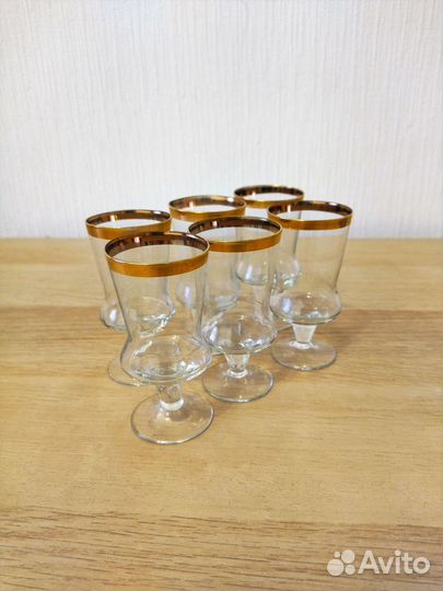 Стопки на ножке с золотым ободком 6 шт