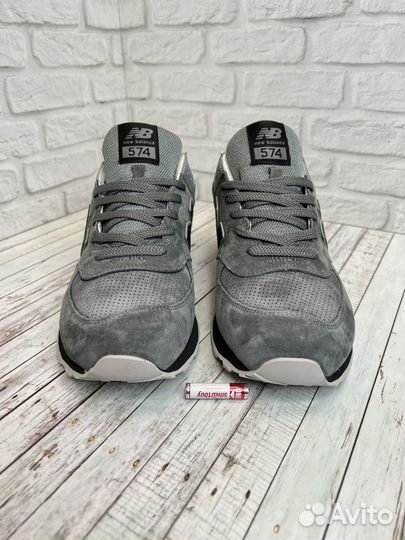 Кроссовки великаны New Balance 574 серые без сетки