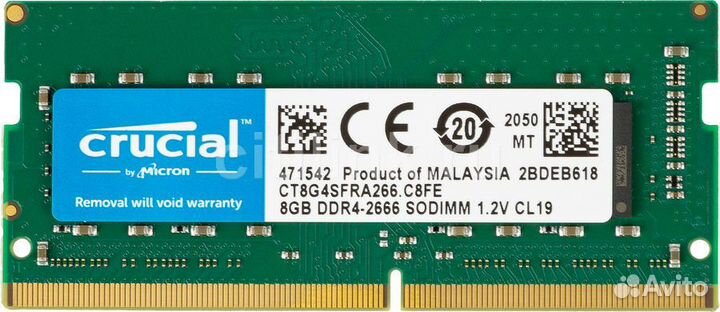 Модуль памяти Crucial DDR4 - 8гб 2666, SO-dimm