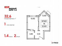 1-к. квартира, 32,6 м², 19/25 эт.