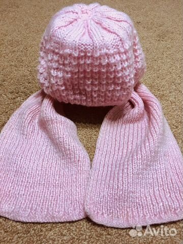 Женский шарф и шапочка. Мохер. Новый