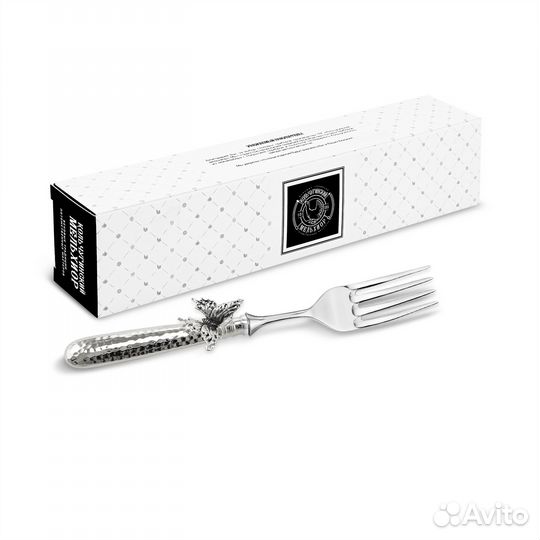 Вилка столовая Бабочки медная посереб кованая