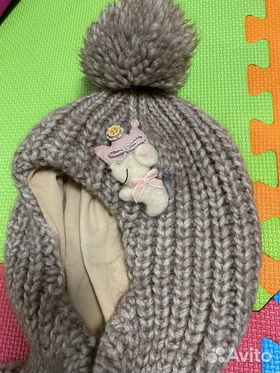 Шапка- шлем шерсть альпака беби. 4 года