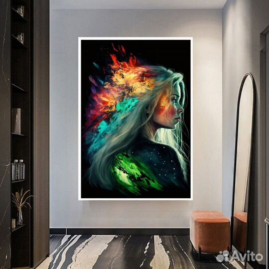 Картина маслом на заказ Портрет Девушки Огонь