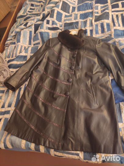 Кожаный плащ женский 48 50