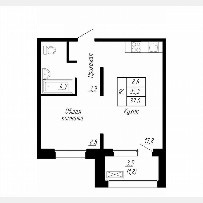 1-к. квартира, 37 м², 17/17 эт.