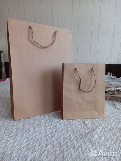 Плотные крафт пакеты (ручки шнурки)
