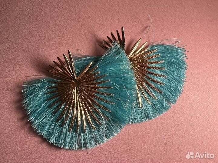 Серьги большие голубые яркие