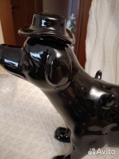 Набор для кофе. Чёрного цвета собачка в шляпке