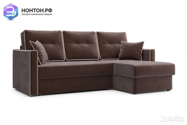 Диван угловой дельфин Леон коричневый