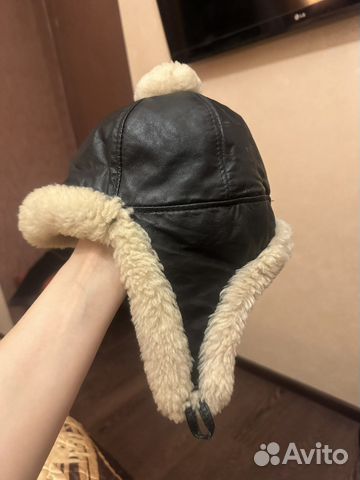 Шапка-ушанка взрослая USA кожаная с мехом