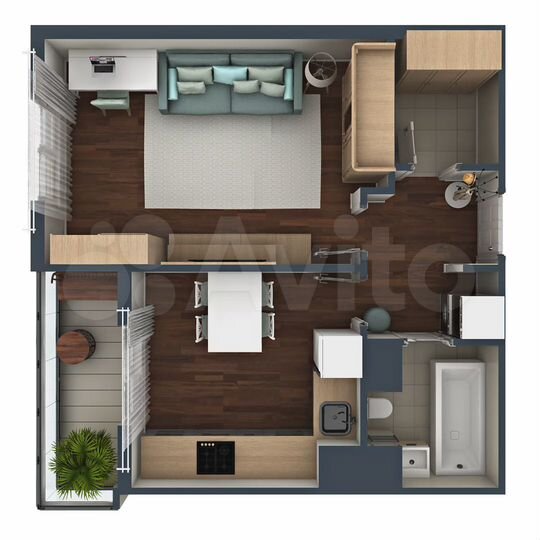 1-к. квартира, 45,2 м², 7/12 эт.