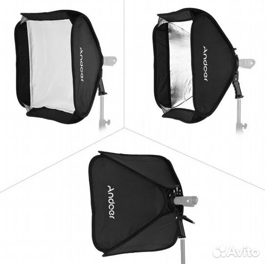 Софтбокс Andoer 80х80 зажим вспышки и байонет