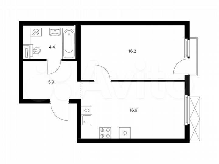 1-к. квартира, 43,4 м², 5/25 эт.