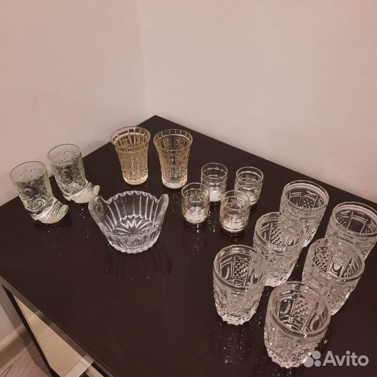 Хрустальные стопки,стопки-башмачок, ушат СССР
