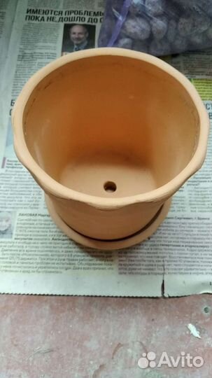 Горшок керамический (глина) с поддоном