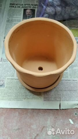 Горшок керамический (глина) с поддоном
