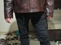 Кожаная куртка мужская коричневая размер 68-70