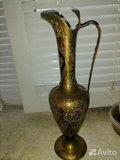 Ваза латунь росписная для цветов СССР