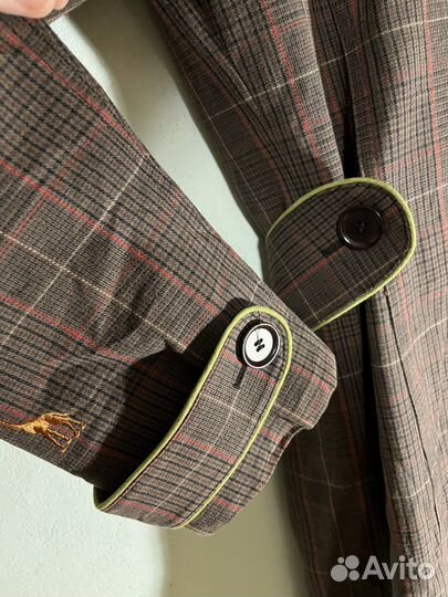 Хлопковый тренч в клетку Nation винтаж 44