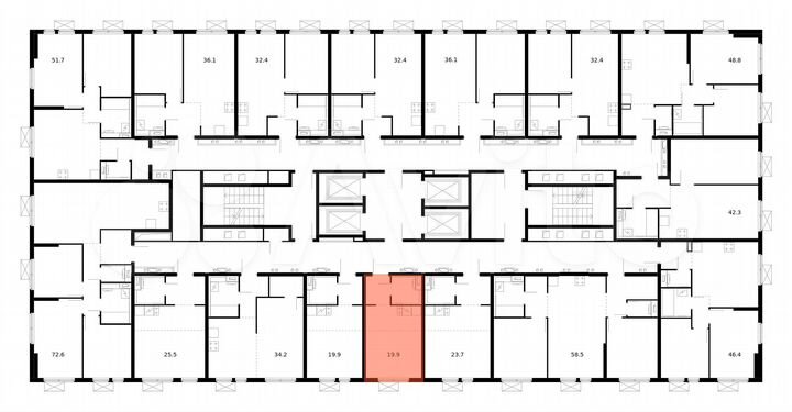 Квартира-студия, 19,9 м², 12/33 эт.