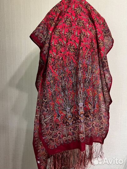 Павлопосадский палантин, шерсть, 70*200